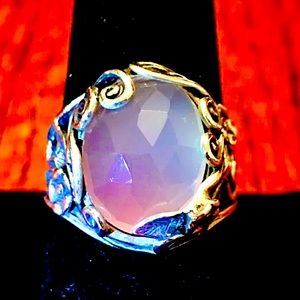 huge lavender jadeite floral ring made in isreal very original piece